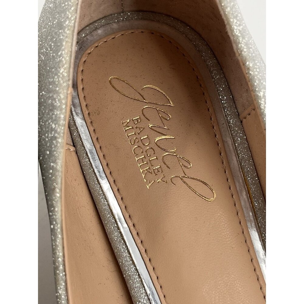 JEWEL BADGLEY MISCHKA Women's Sparkly Silver Kitten Heel Pointed Toe Shoes US 11 - Picture 4 of 8